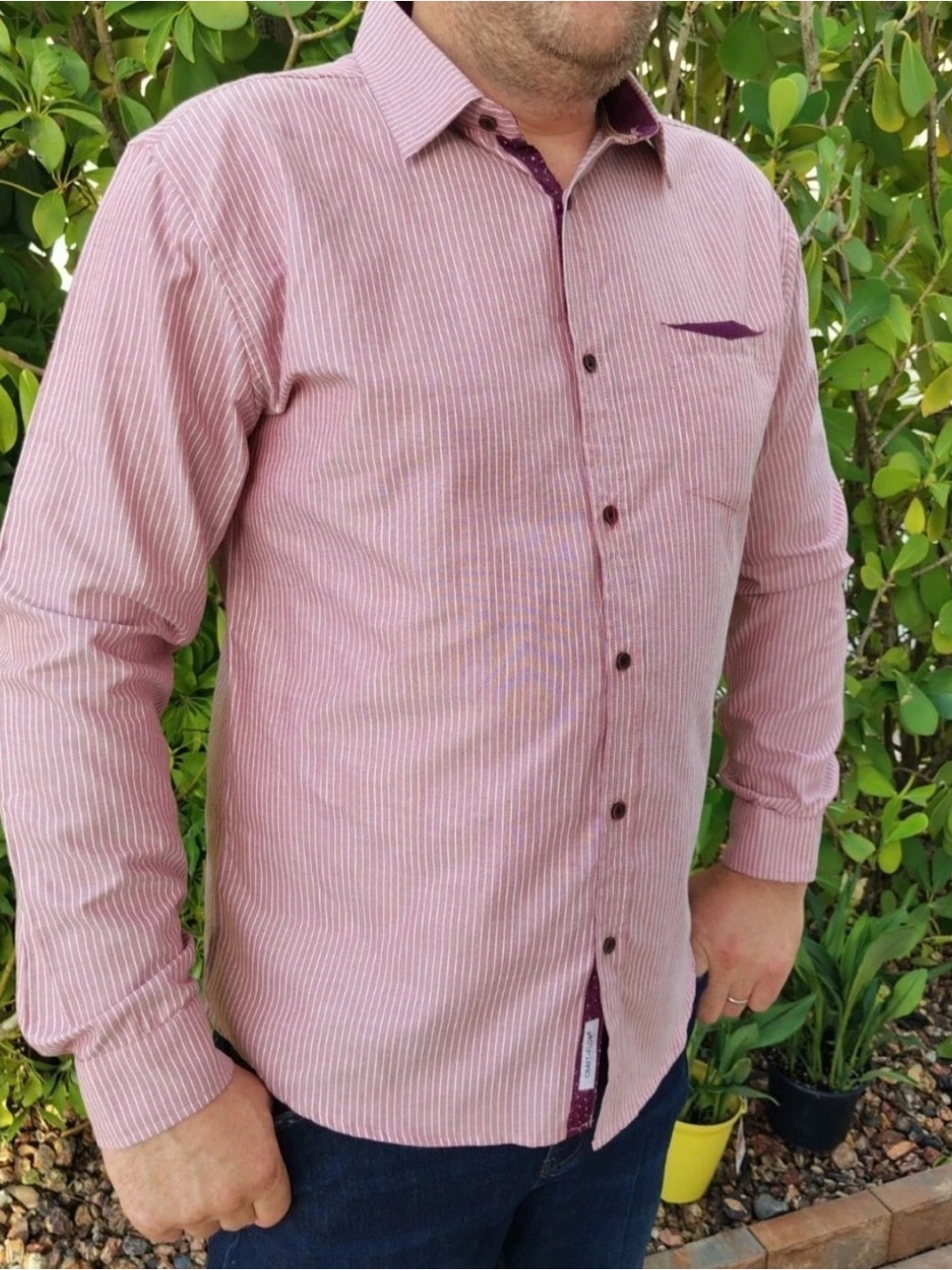 Craft + Flow Men's Long Sleeve Button Down Shirt Burgundy Pattern NWT Size XL